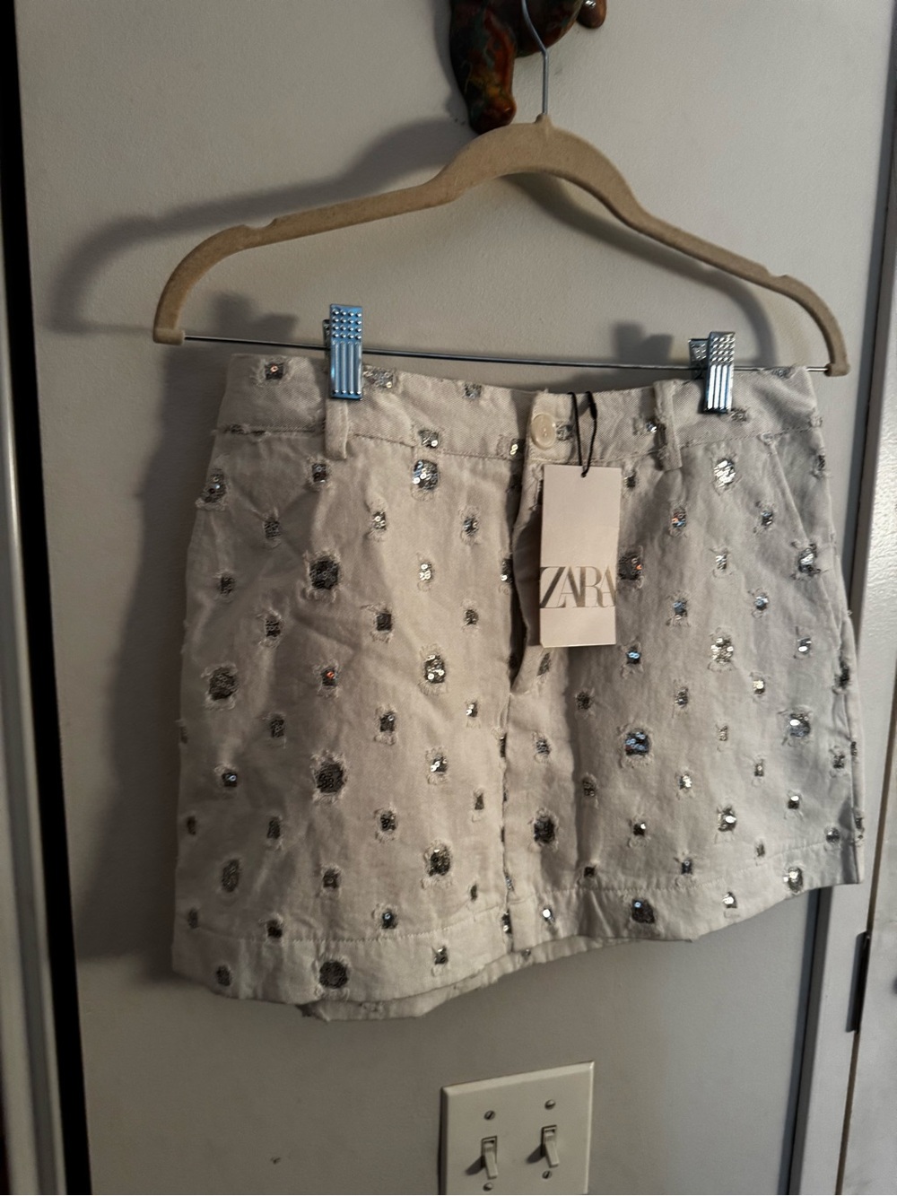 Zara Cream Embellished Skort NWT - Picture 6 of 9